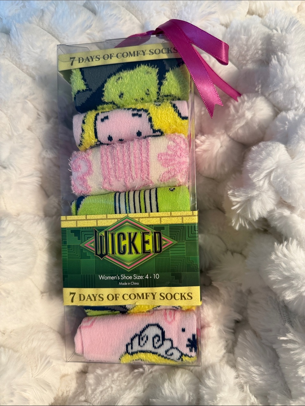 Wicked 7 Days of Comfy Socks - Pink & Lime Women’s Socks Set